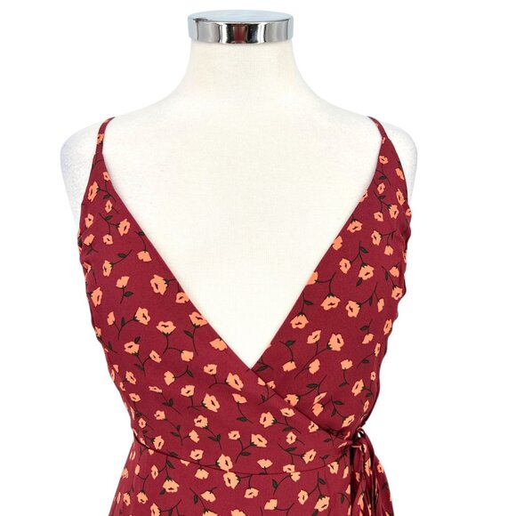 Wishlist Apparel Floral Wrap Dress Adjustable Straps Ruffled Hem Size Small - Picture 4 of 11